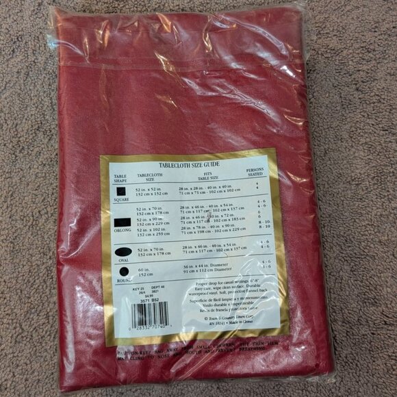 NEW Vintage Town & Country Linen Flannel Backed Vinyl 52"x102" Oblong Tablecloth - Picture 2 of 2